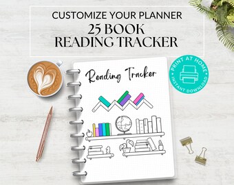 25 boekleestracker, A5-dagboekpagina, boekenplankleestracker, afdrukbare tracker, leeslogboek, boektrackerdagboek, dagelijkse tracker