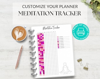 Meditation Tracker Printable, A5 & Letter Journal Page, Simple Mindfulness Chart, Health Tracker, Daily Meditation Log, Meditating Journal