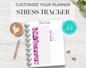 Stress Tracker, Printable Journal Page, Habit Tracker, Anxiety Journal, Anxiety Tracker, Mood Tracker, Track Stress, Printable Planner Page