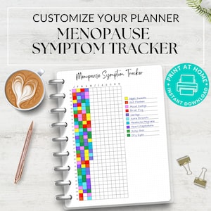 Afdrukbaar menopauze-symptoomtrackerdagboek, breng je cyclus in kaart, stemming en symptomen-tracker, A5-plannerpagina's, perimenopauze-symptoomtracker