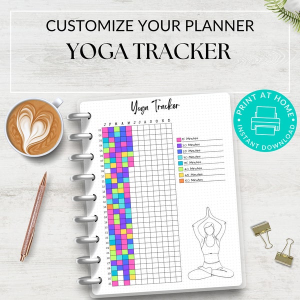 One Year of Yoga Tracker, Habit Tracker Printable, Wellness Planner,  Journal Page, 365 Days of Yoga, A5 Planner Page, Yoga Challenge