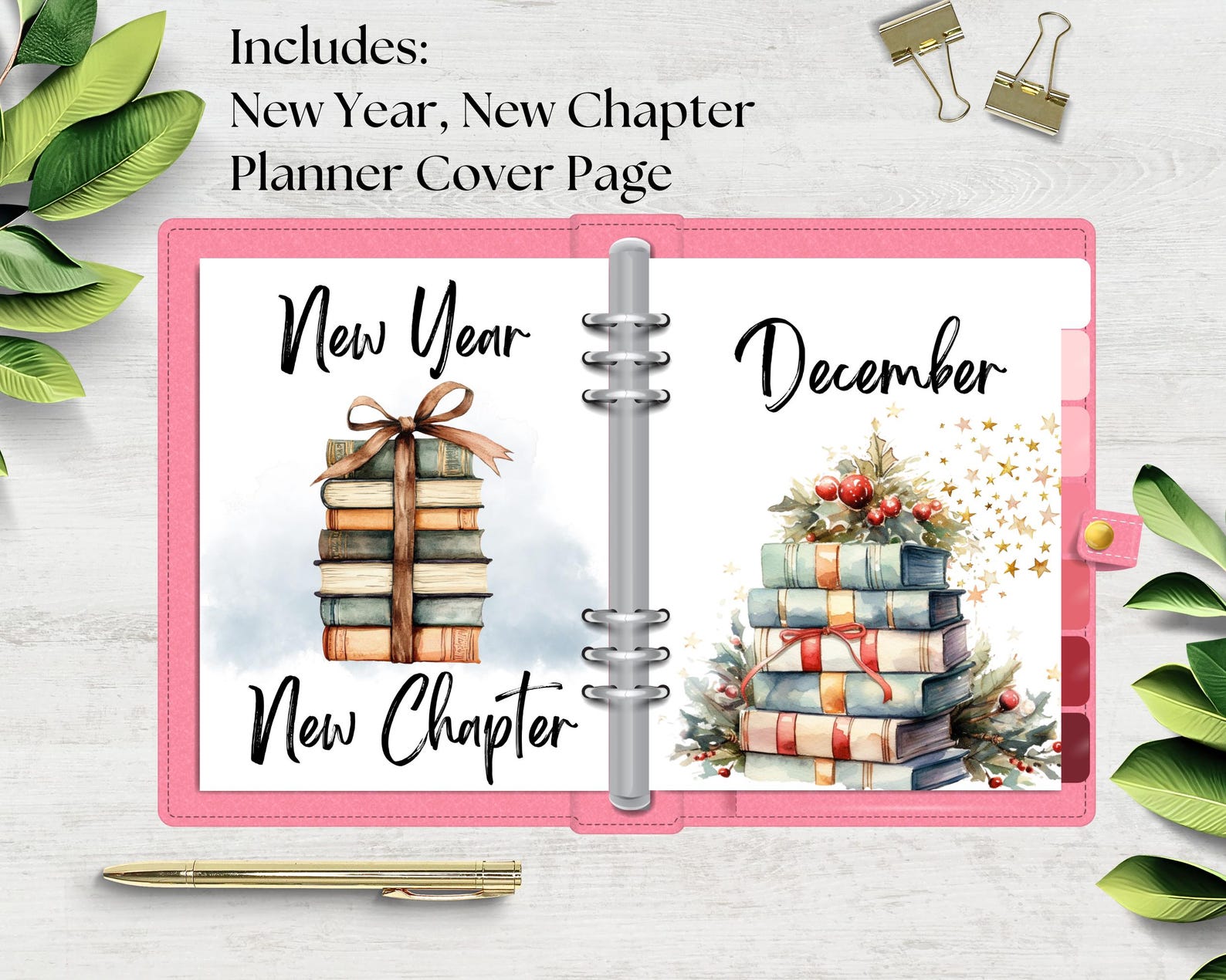 New Year, New Chapter Bookish Monthly Dashboards, Printable for Planner ...