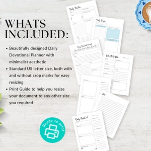 Daily Devotional Planner Printable Instant Download Planner Pages, Bible Study Notes, Daily Devotional Journal, Daily Prayer Tracker PDF