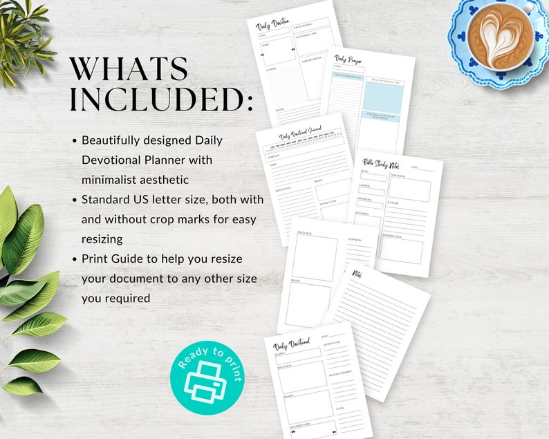 Daily Devotional Planner Printable Instant Download Planner Pages, Bible Study Notes, Daily Devotional Journal, Daily Prayer Tracker PDF