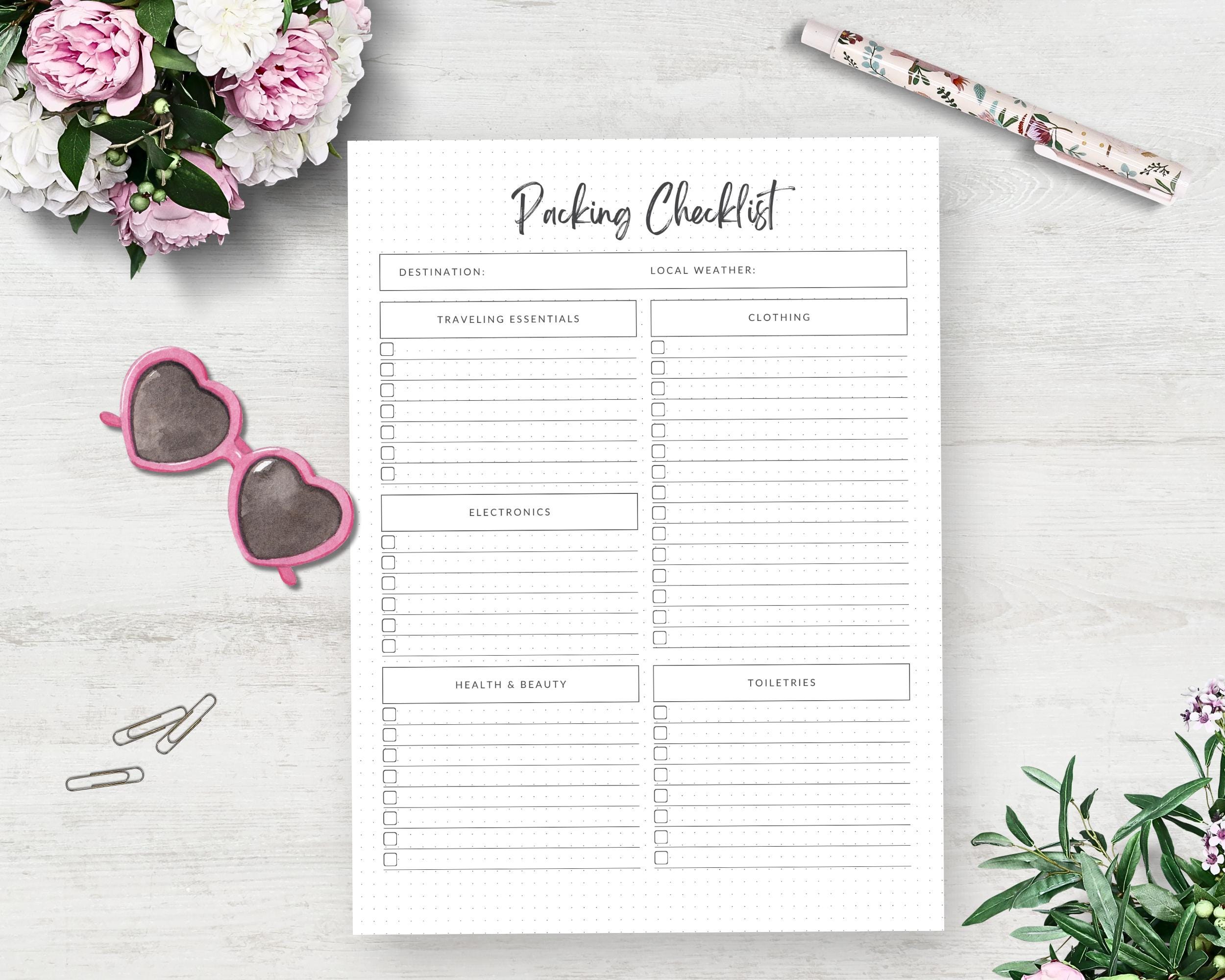 Printable Travel Packing List: Planner Page & Checklist (digital ...
