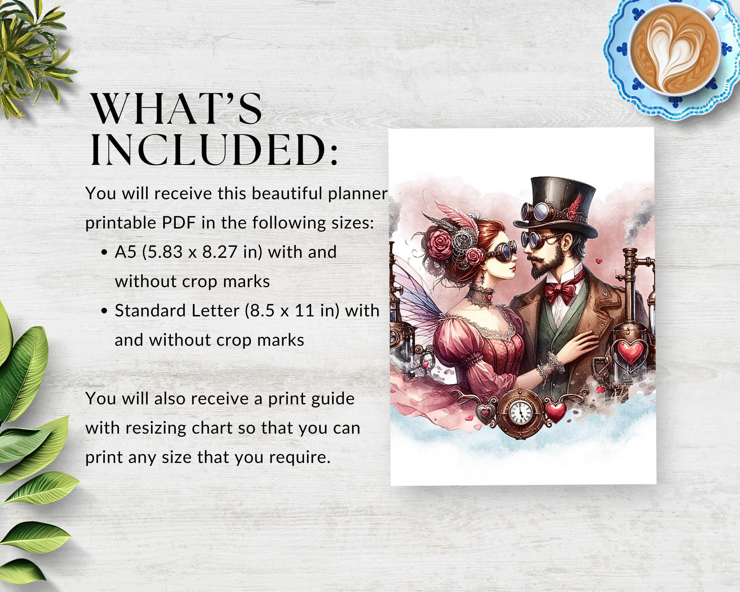 Steampunk Valentine Monthly Dashboards, Printable for Planner, Monthly ...