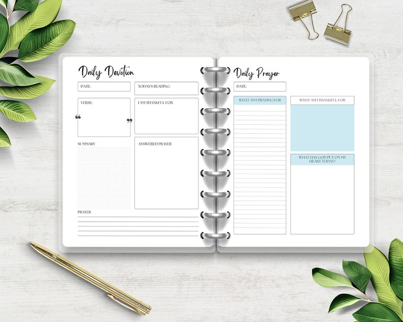 Daily Devotional Planner Printable Instant Download Planner Pages, Bible Study Notes, Daily Devotional Journal, Daily Prayer Tracker PDF