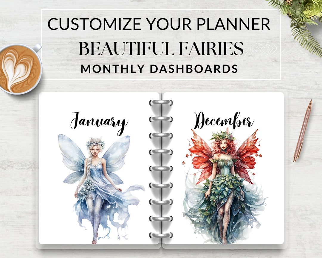 Fairy Monthly Printable Planner Dashboards, Monthly Planner Covers, A5 ...