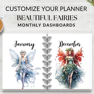 Fairy Monthly Printable Planner Dashboards, Monthly Planner Covers, A5 Planner, Cover Page Inserts, Journal Dividers, Instant Download PDF