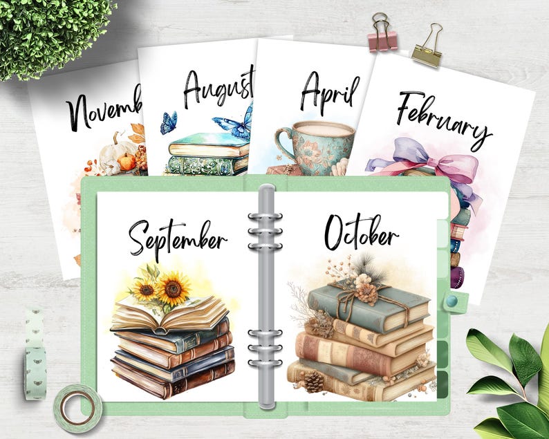 New Year, New Chapter Bookish Monthly Dashboards, Printable for Planner ...