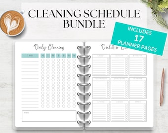 Putz-Planer Bundle für druckbare Planer, A5 Planer Seiten, Putz-Tracker, tägliche Reinigung, Checkliste, Putzplaner