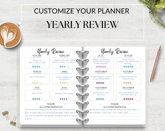 Yearly Review Printable Planner Page, Reflection Journal Page, Gratitude Journal, Mental Health Journal, Annual Reflection, Instant Download