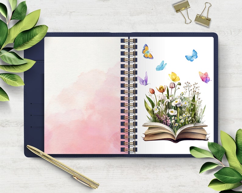 Bookish Wildflowers Monthly Printable Planner Dashboards, Journal ...