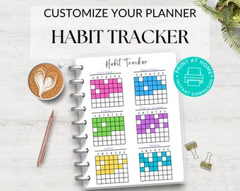Habit Tracker Printable Journal Page, Monthly Tracker, Monthly Goal Tracker, Fitness Tracker, Health Tracker, Printable Planner Page PDF