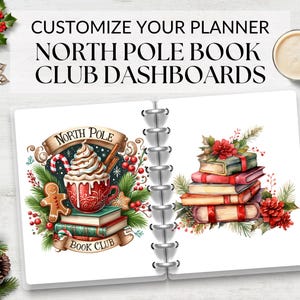 Book Club Monthly Dashboard Printable for Planner, Christmas Dashboard, Printable Christmas Cover, Festive Planner Insert, A5 Planner Cover