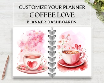 Valentine Coffee Love Monthly Dashboards, Printable for Planner, Monthly Dividers, Monthly Covers, Cover Page Inserts, A5 Instant Download