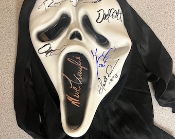 Scream Cast Signed Ghostface Mask By Arquette, Jackson, Lillard, Ulrich, Campbell & Kennedy wCOA