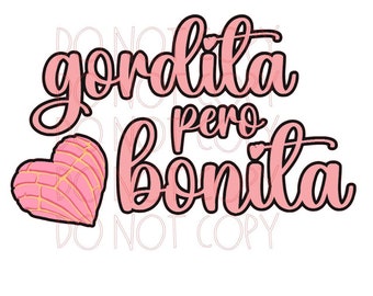 Gordita Pero Bonita Pan Dulce Concha Chistoso Diseno Latina Chicana Hispana Playera Cafe Coffee Cup Mug PNG 300 DPI Instant Download Print