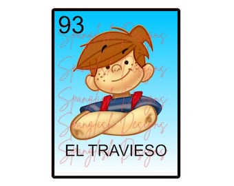 El Travieso Loteria Card PNG Sublimazione DTF Design Download digitale Design della maglietta