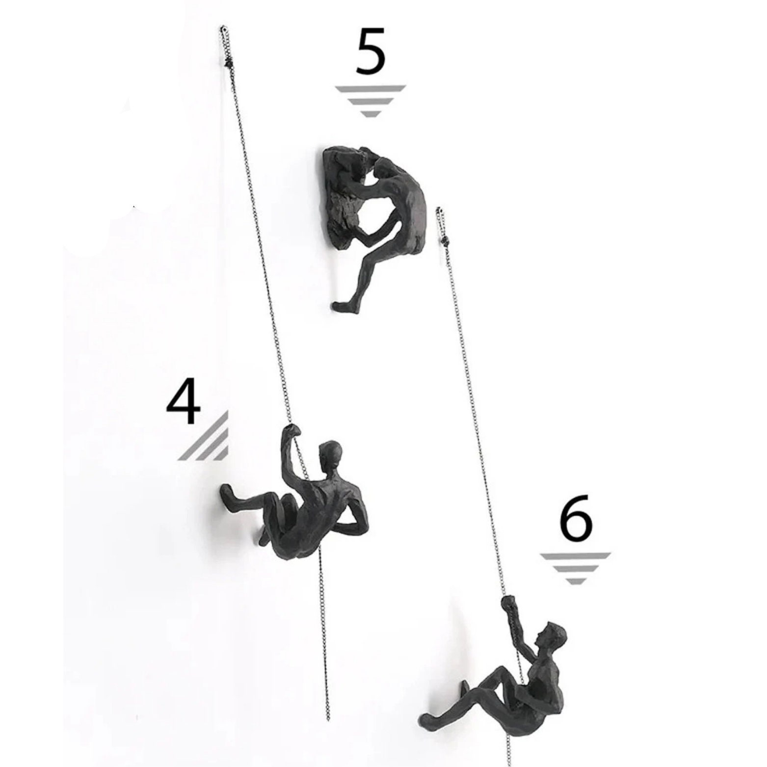 6 Sculpted Climbing Men Wall Decor 3D Art for Walls, Climbing Man Art
