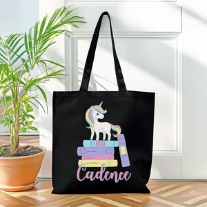 Unicorn Tote Bag, Custom Unicorn Library Bag, Kids Library Tote Bag, Custom Library Bag, Custom Tote Bag for Kids, Birthday Gift for Kids,