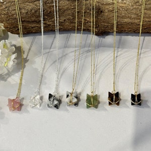 Merkaba Crystal Necklace  Merkaba Pendant necklace gold plated or silver plated chain. Merkaba Necklace