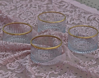 Gold-vergoldete Schale, Dessertschale, Geschliffene Kristallschale, Elegante und luxuriöse Schale, Handbemalte Schale 1 Stück