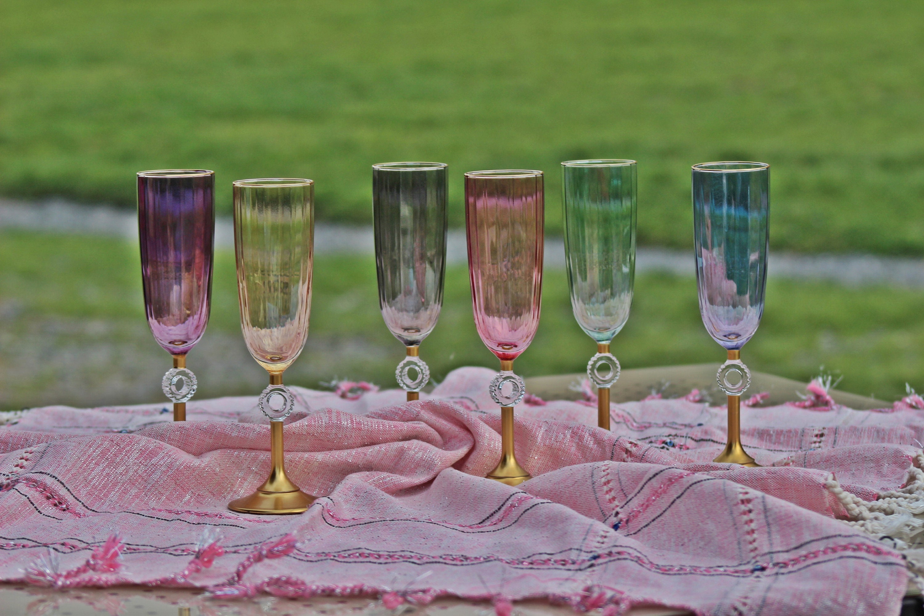 Pier 1 Hollow Stem Champagne Flute Curated Party Barware Holiday Glass Set  Of 8