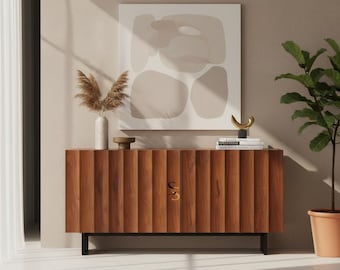 Handcrafted Mango Wood Sideboard, Walnut Finish, Living Area Storage