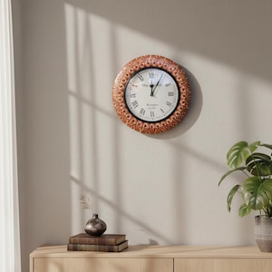Painted Mango Wood Wall Clock, Indian Ethnic Decor