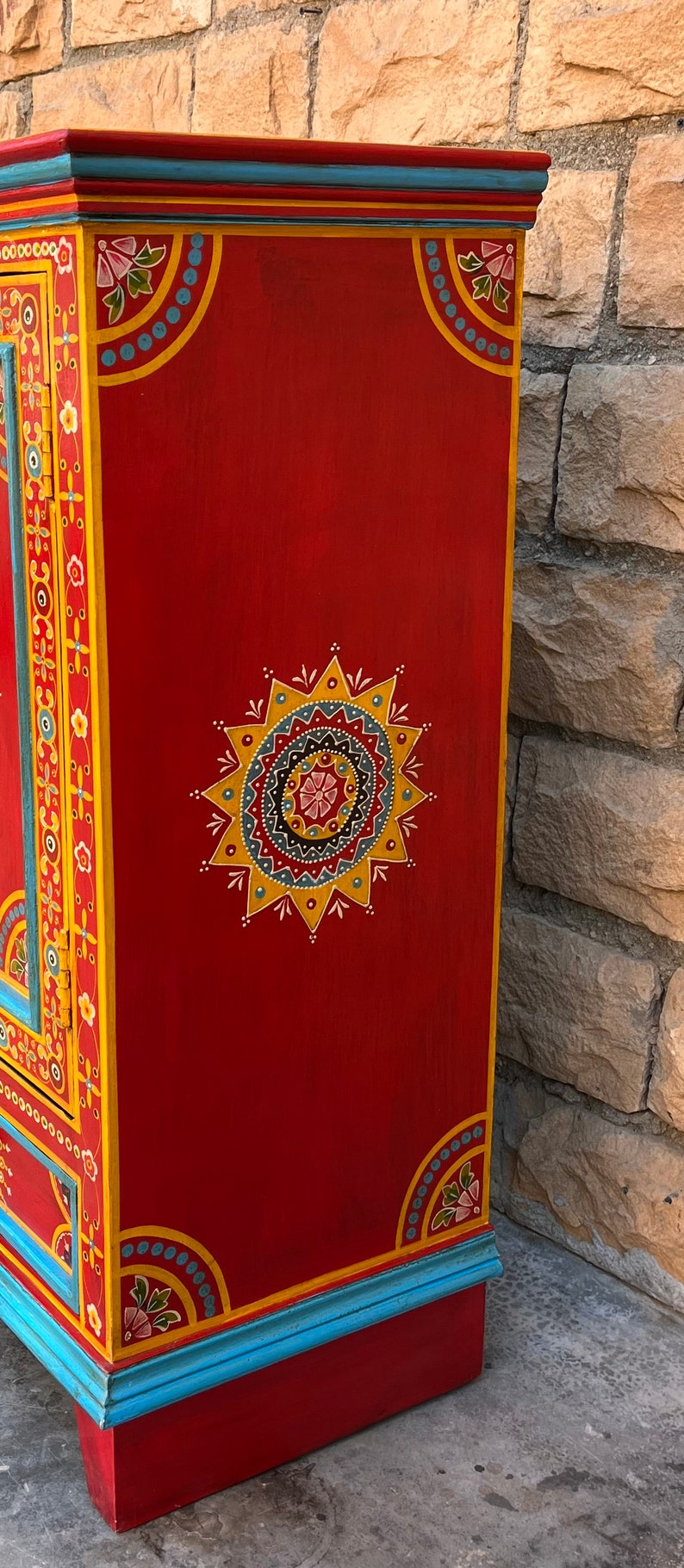 Wooden Indian Beautiful Painted 2 Drawer for Home ,side Table