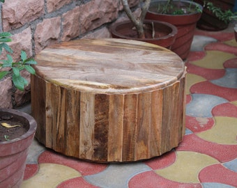 Wooden Round Natural Polished Coffee Table,Center Cocktail Table,Livingroom Dining Table,Solid Wood Furniture