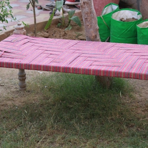 Wooden Rope Charpai Bed: Indian Khat, Village Style