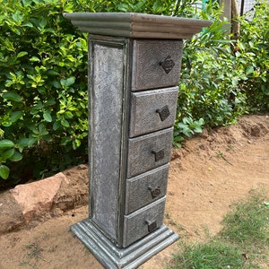 Mango Wood 5-Drawer Chest: Metal Fitted Solid Wood Dresser