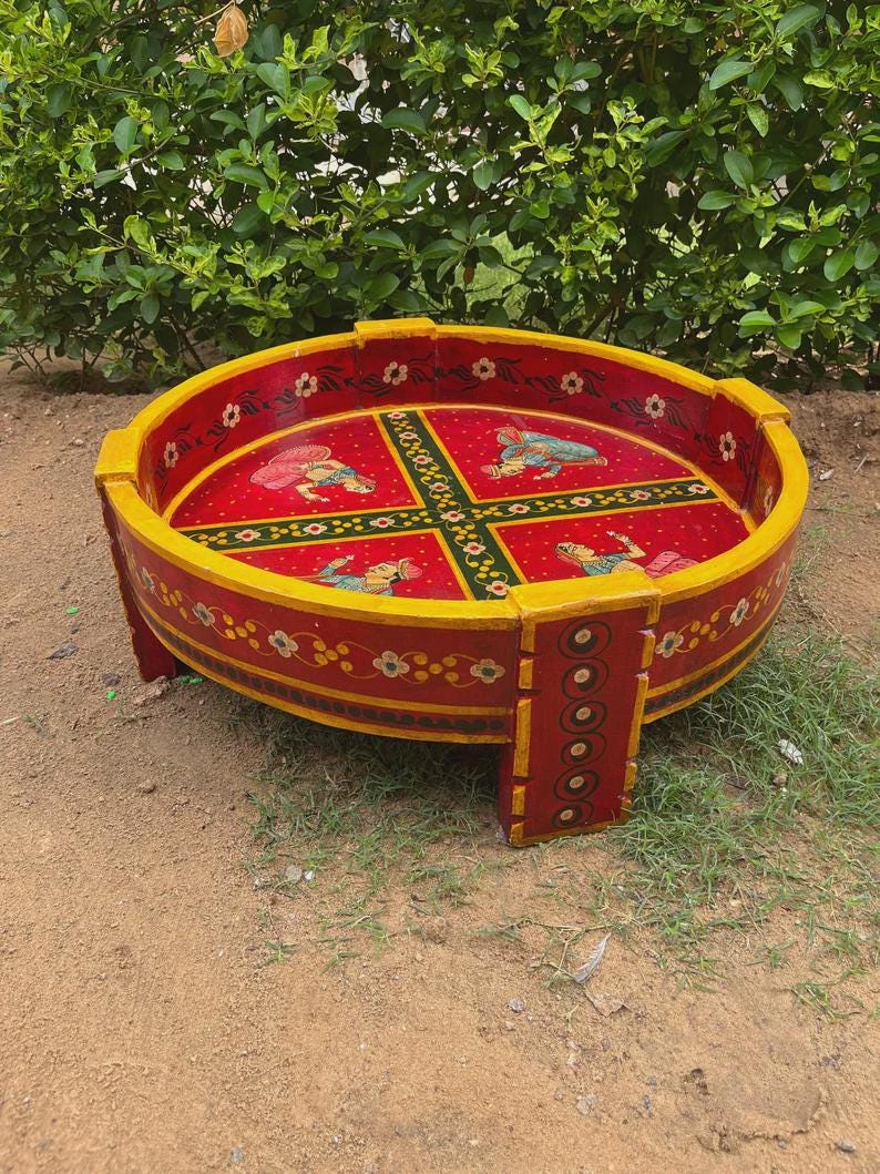Mango Wood Chakki Table, Ethnic Indian Painted Coffee Table - Etsy ...