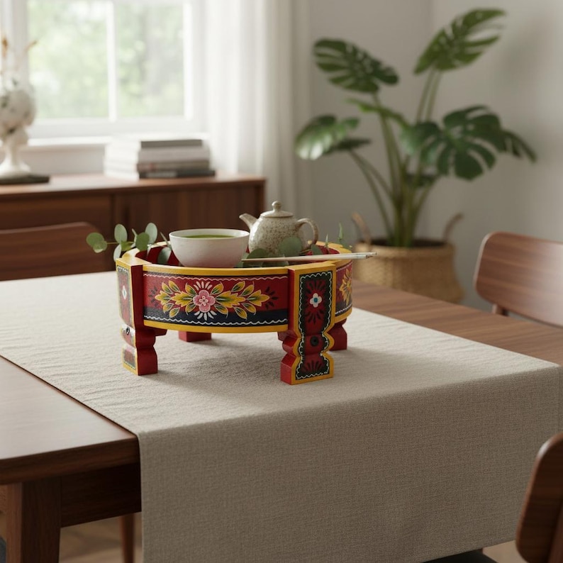 Hand-painted Mango Wood Chakki Table, Boho Accent Coffee Table - Etsy
