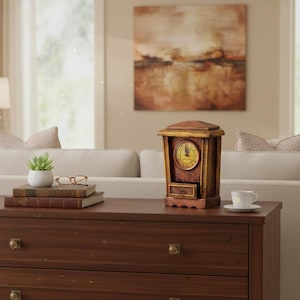 Painted Mango Wood Analog Clock, Handcrafted One Drawer