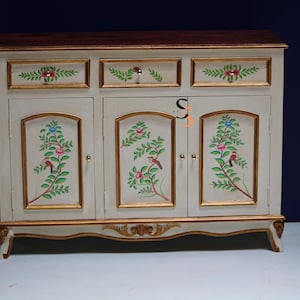 Wooden Indian Crafted Sideboard | Solid Mango Wood Console Table with Storage | Handcrafted Corner Cabinet for Hallway & Living Room Décor