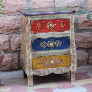 Wooden Solid Wood  Cabinet 3 Drawer,Home Decor Painted Chest Table,Sofa Side Table,Bedroom Furniture