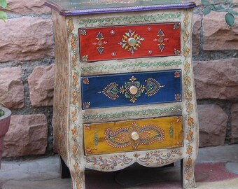 Wooden Solid Wood  Cabinet 3 Drawer,Home Decor Painted Chest Table,Sofa Side Table,Bedroom Furniture