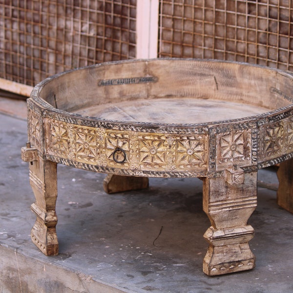 Wooden Old Chakki Table,Round Mill Table,Rajasthani Villagers Aata Chakki Table,Indian Furniture,Cocktail Table