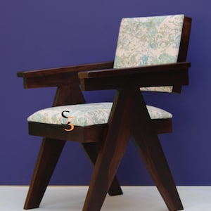 Silla de comedor de madera de sheesham con cojín de calidad, muebles artesanales, sillón, decoración del hogar