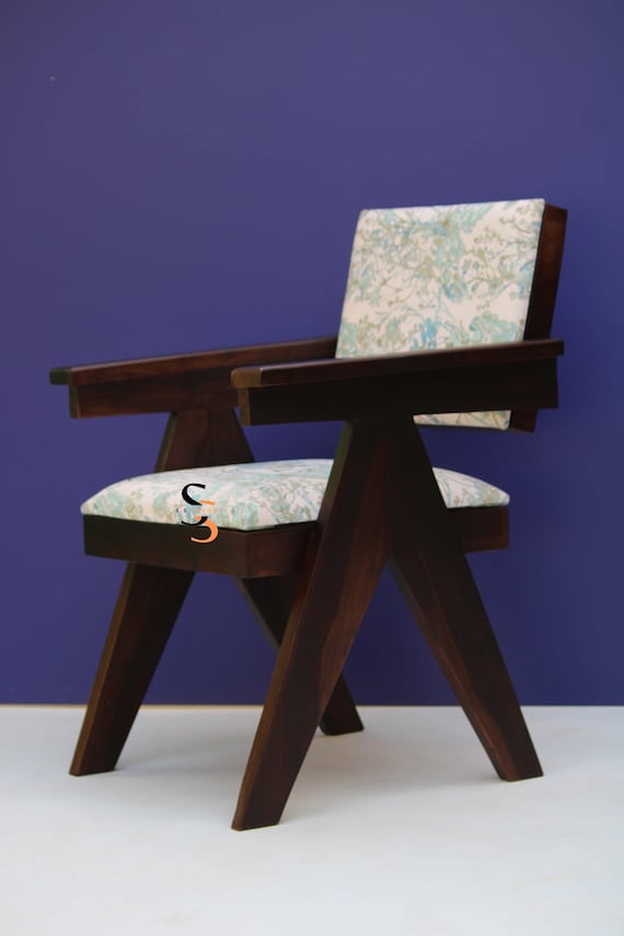 Cadeira de jantar étnica sólida em madeira de sheesham, cadeira