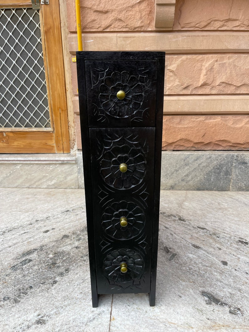Wooden Carved Black Mango Wood Bathroom Furniture,indian Storage
