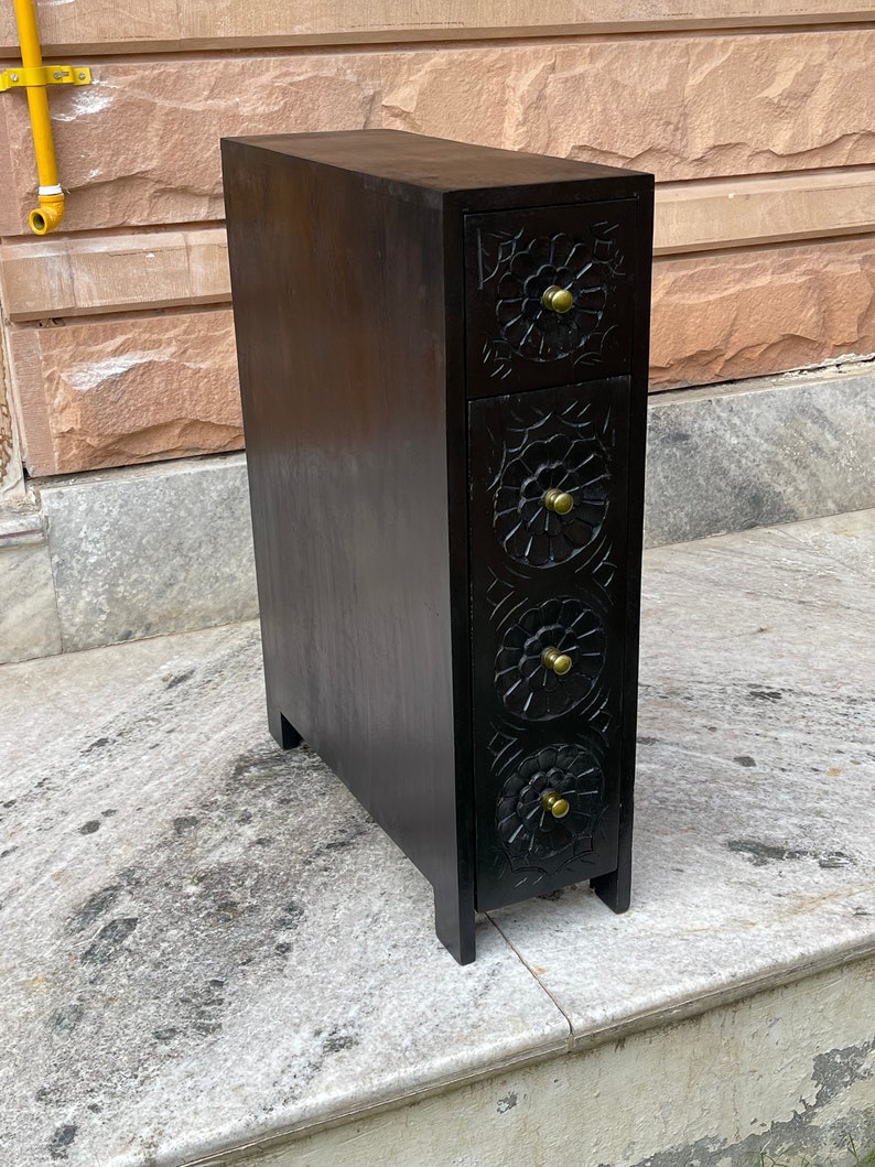 Wooden Carved Black Mango Wood Bathroom Furniture,indian Storage