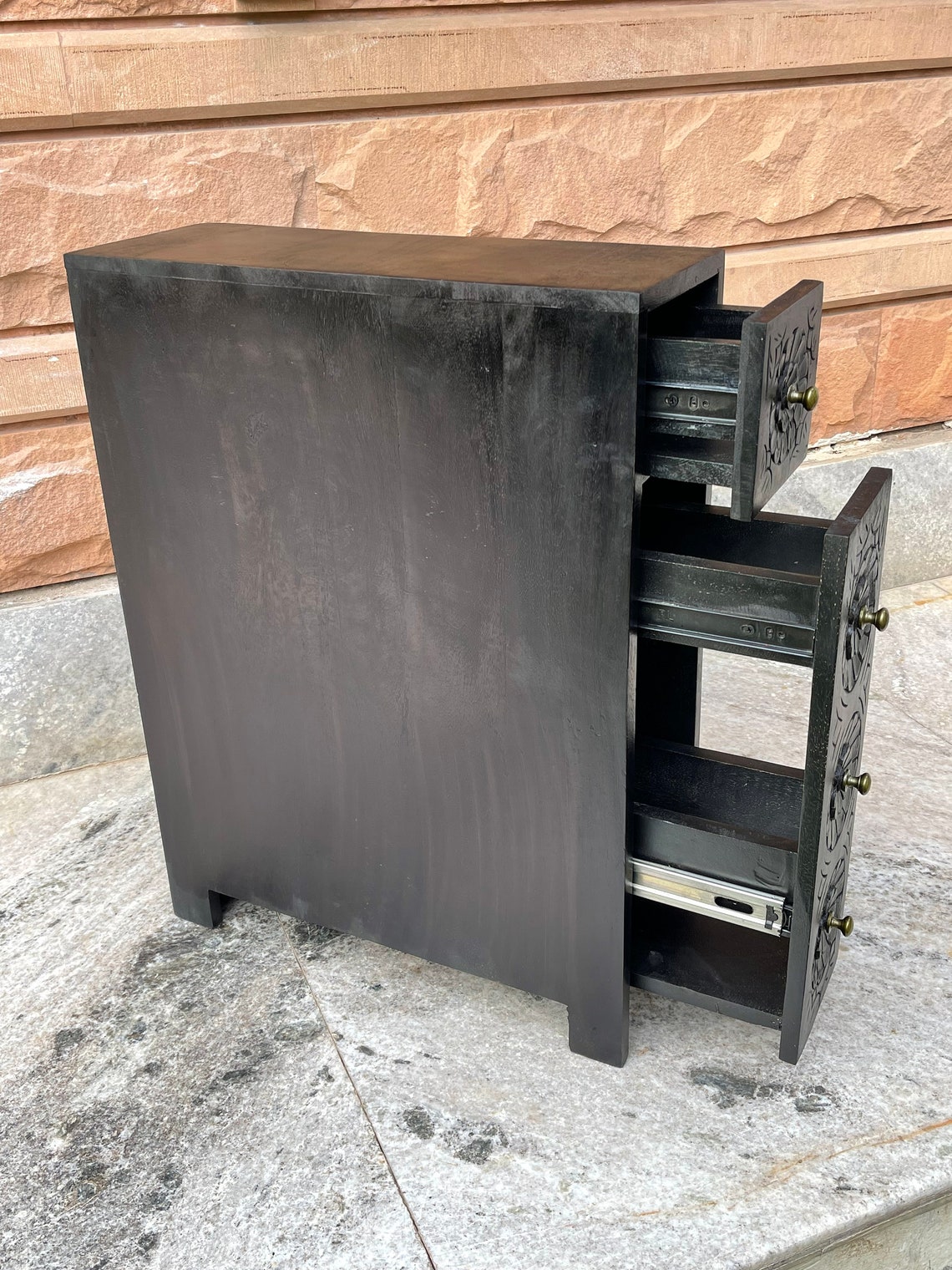 Wooden Carved Black Mango Wood Bathroom Furniture,indian Storage