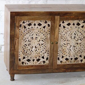 Wooden Solid Wood BeautiFul Cabinet ,Mango Wood With Carved Sideboard,Shelves Cupboard,Living Room Furniture