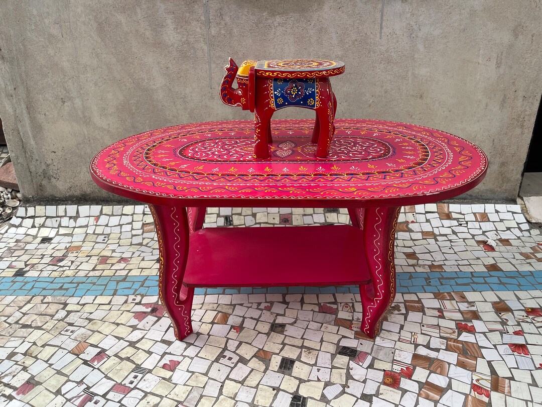 Wooden Mango Wood Painted Coffee Table,dining Handicrafts Furniture for