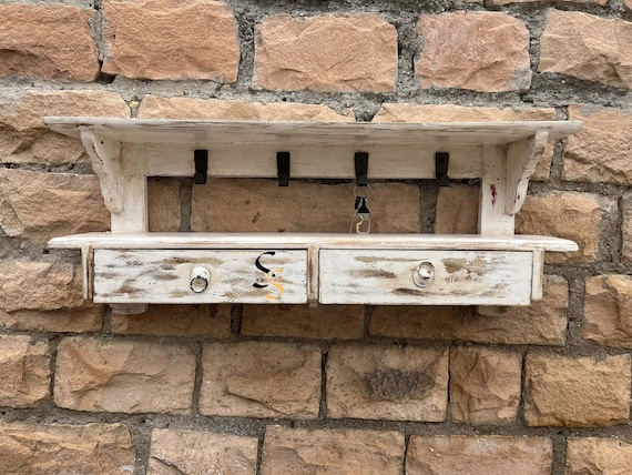 Porta Lettere E Chiavi In Legno Con Ripiano E Ganci Organizer Da Parete In Legno Massello - Porta Posta, Chiavi E Accessori Porta Posta Da Parete - Foto 7