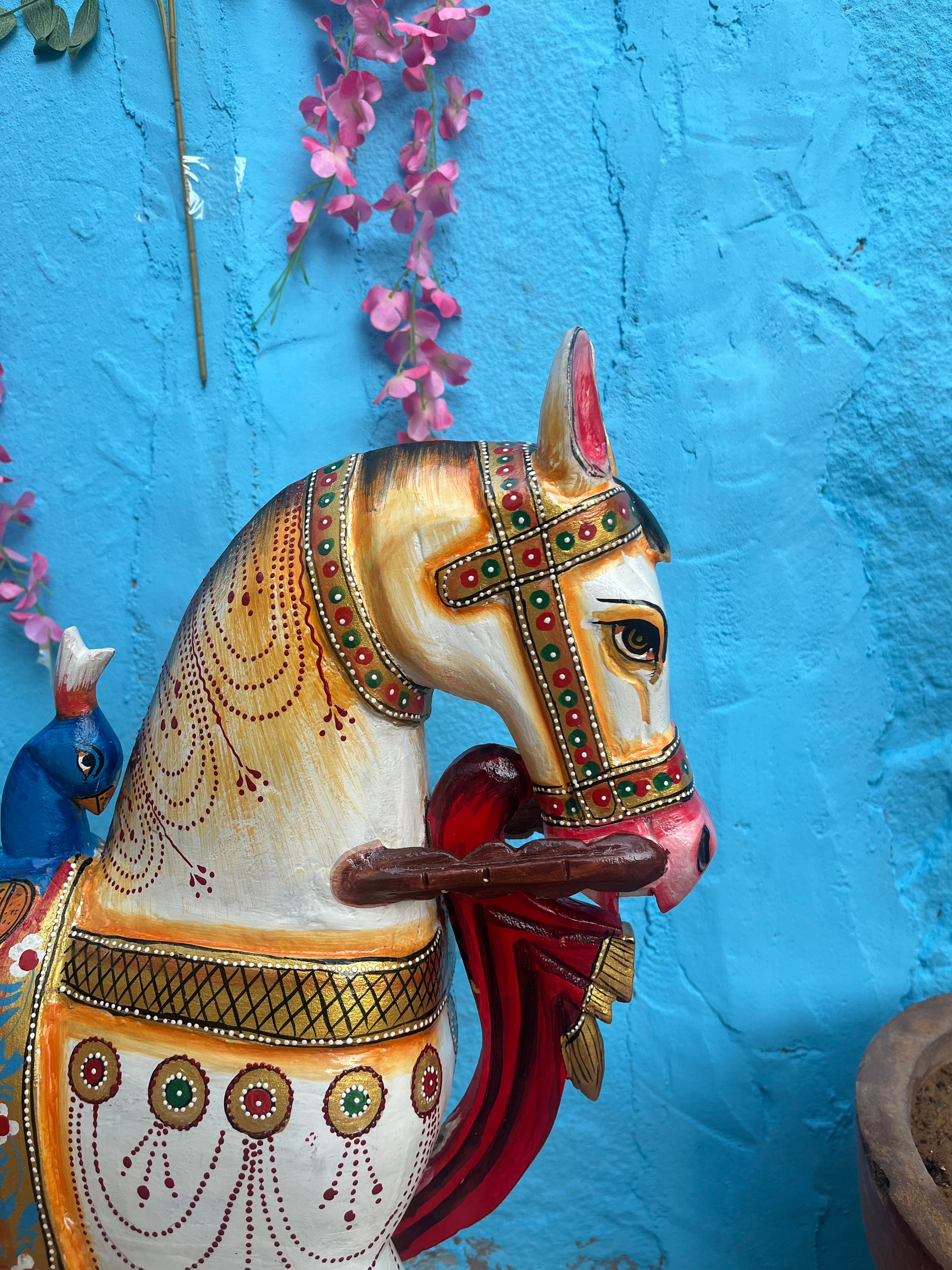 Wooden Solid Wood Painted Horse for Home Decorindian Painted - Etsy